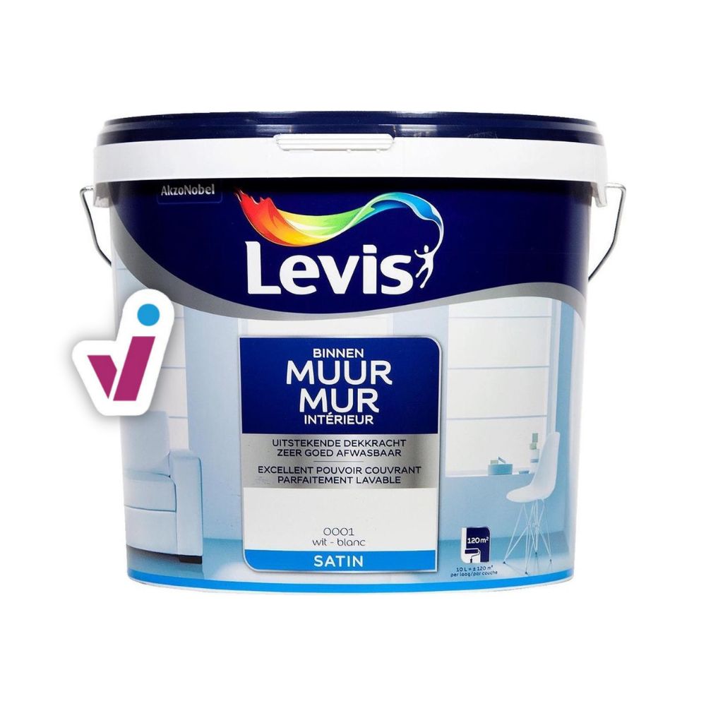 Peinture mur Ambiance Blanc satin 5 L LEVIS