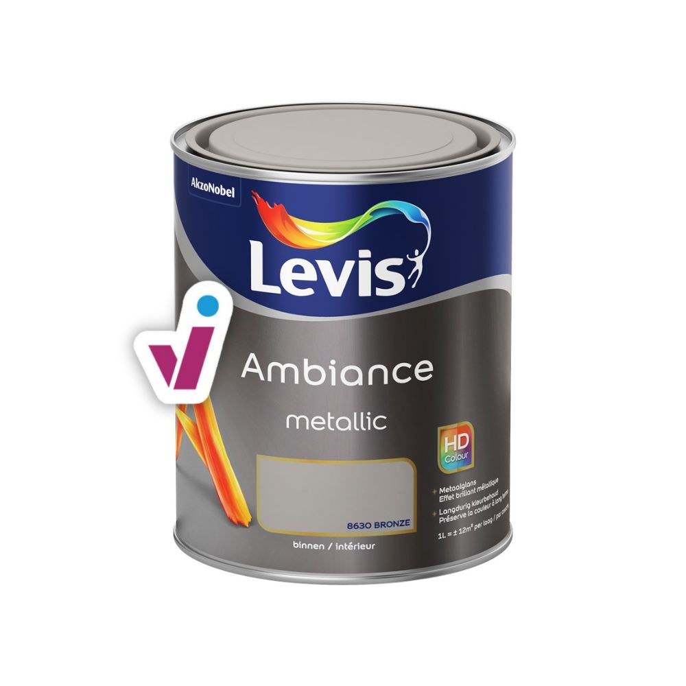 Peinture Ambiance Mur Levis metallic argent 1 L